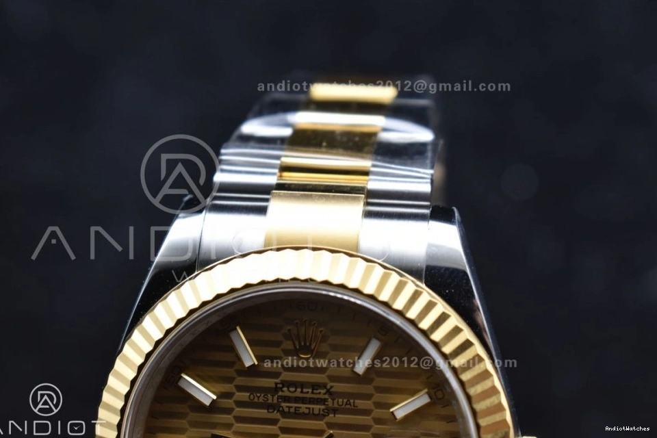 126333 YG 904L Oyster DateJust SS YG Steel Dial 41 Textured Edition Best Clean Sleek 608 VR 1:1 on Bracelet 0713